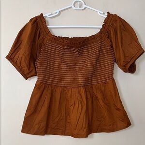 Old Navy Smocked Peplum Off Shoulder Women's Top Copper Size Medium